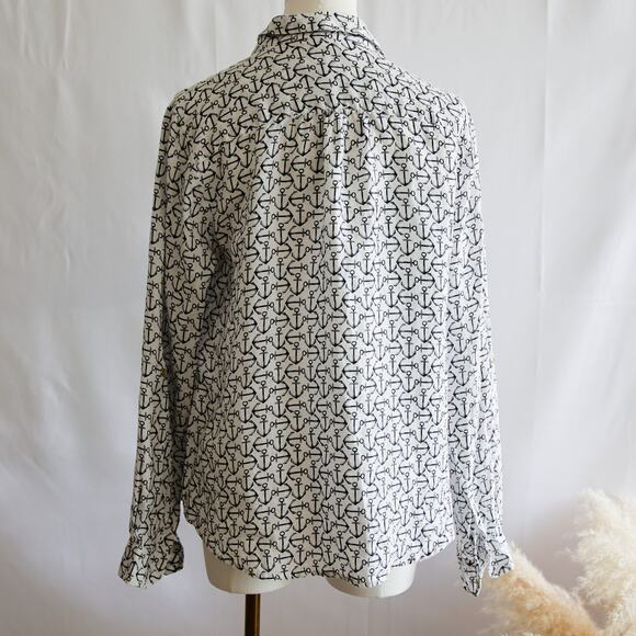 Charter Club Linen white Anchor Top size M - Picture 3 of 3